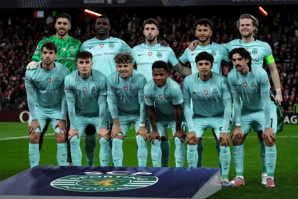 Ousmane Diomandé avec le Sporting CP avant un match de Ligue des Champions au stade San Mamés