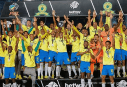 Patrick Maswanganyi célèbre son but lors de Magesi Orlando Pirates 0-3 au Peter Mokaba Stadium le 9 mai 2026 — Betway Premiership J28