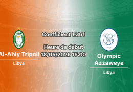 Pronostic Al-Ahly Tripoli Olympic Azzaweya au Tarhunah Stadium, Libyan Premier League playoffs 18 mai 2026