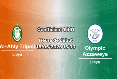 Pronostic Al-Ahly Tripoli Olympic Azzaweya au Tarhunah Stadium, Libyan Premier League playoffs 18 mai 2026