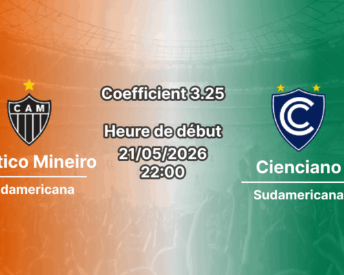 Pronostic Atlético Mineiro Cienciano à l'Arena MRV Belo Horizonte, Copa Sudamericana Groupe B 21 mai 2026