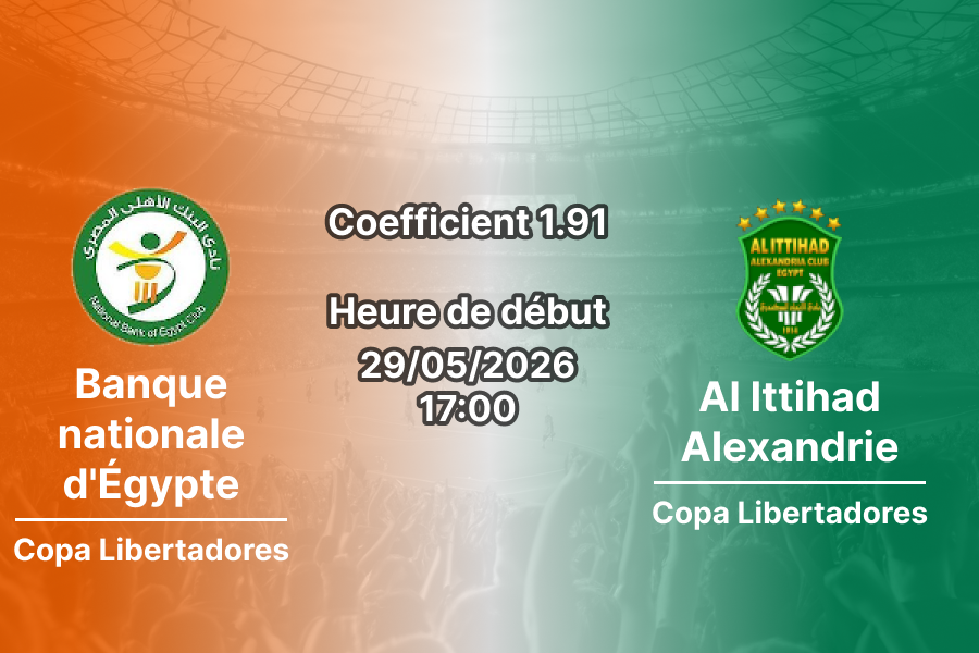 Pronostic Banque nationale d'Égypte Al Ittihad Alexandrie au stade Al-Salam Le Caire, Tour de Relégation 29 mai 2026