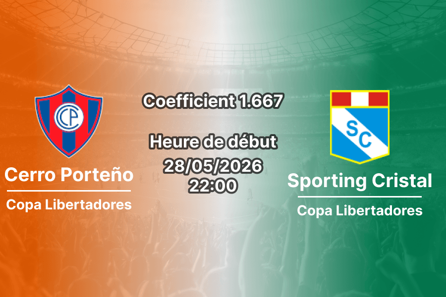 Pronostic Cerro Porteño Sporting Cristal à l'Estadio La Nueva Olla Asunción, Copa Libertadores J6 28 mai 2026
