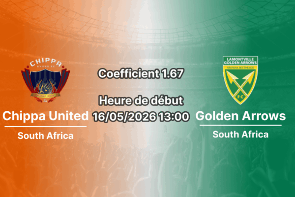 Pronostic Chippa United Golden Arrows au Nelson Mandela Bay Stadium Gqeberha, Betway Premiership 16 mai 2026