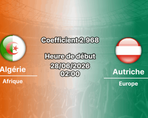 Pronostic Algérie Autriche – Arrowhead Stadium Kansas City, Coupe du Monde 2026, groupe J, 28 juin