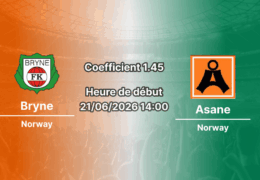 Pronostic Bryne Asane – Bryne Stadion, Adeccoligaen Norvège 21 juin 2026