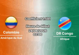 Pronostic Colombie DR Congo – Estadio Akron Guadalajara, Coupe du Monde 2026, groupe K, 24 juin