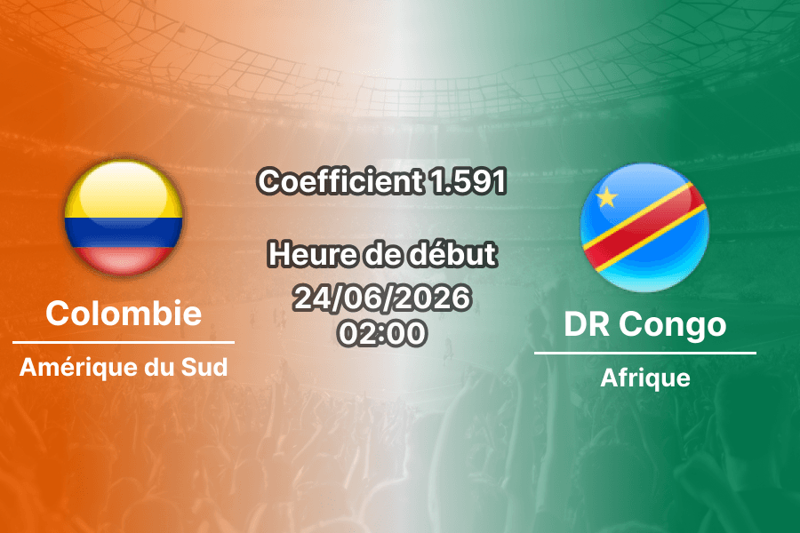 Pronostic Colombie DR Congo – Estadio Akron Guadalajara, Coupe du Monde 2026, groupe K, 24 juin