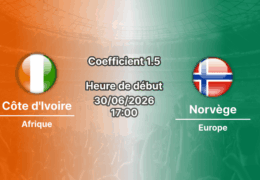Pronostic Côte d'Ivoire Norvège – AT&T Stadium Arlington Dallas, 16es de finale Coupe du Monde 2026, 30 juin