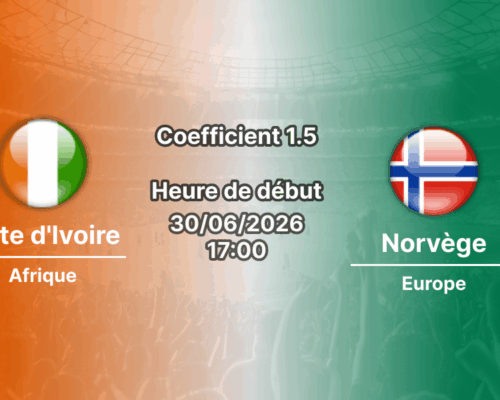 Pronostic Côte d'Ivoire Norvège – AT&T Stadium Arlington Dallas, 16es de finale Coupe du Monde 2026, 30 juin