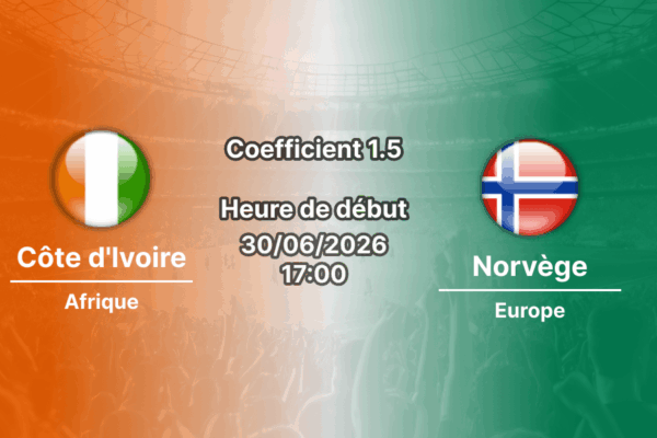 Pronostic Côte d'Ivoire Norvège – AT&T Stadium Arlington Dallas, 16es de finale Coupe du Monde 2026, 30 juin