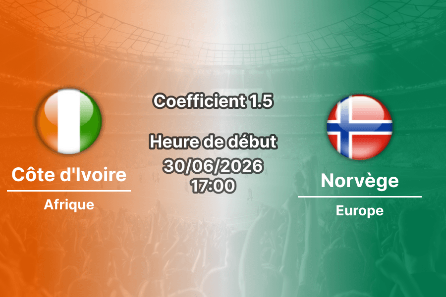 Pronostic Côte d'Ivoire Norvège – AT&T Stadium Arlington Dallas, 16es de finale Coupe du Monde 2026, 30 juin