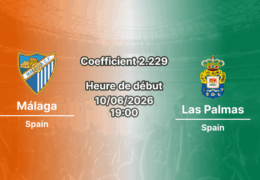 Pronostic Málaga Las Palmas – demi-finale retour play-off LaLiga Hypermotion à La Rosaleda, 10 juin 2026
