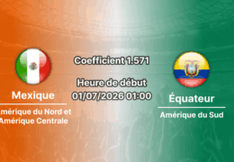 Pronostic Mexique Équateur – Estadio Azteca Mexico City, 16es de finale Coupe du Monde 2026, 1er juillet