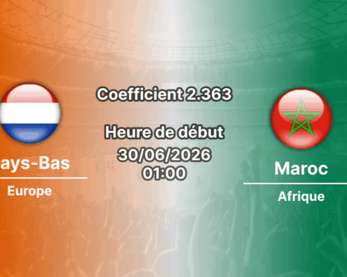Pronostic Pays-Bas Maroc – Estadio BBVA Guadalupe, 16es de finale Coupe du Monde 2026, 30 juin