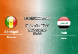 Pronostic Sénégal Irak – BMO Field Toronto, Coupe du Monde 2026, groupe I, 26 juin