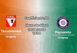 Pronostic Tacuarembó Paysandu – Raúl Saturnino Goyenola Tacuarembó, Segunda División Uruguay 20 juin 2026