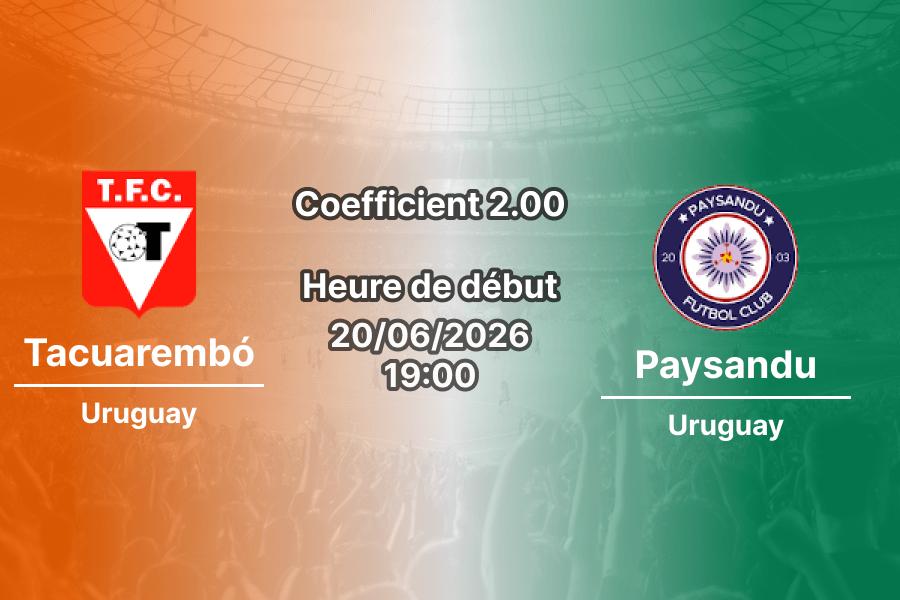 Pronostic Tacuarembó Paysandu – Raúl Saturnino Goyenola Tacuarembó, Segunda División Uruguay 20 juin 2026
