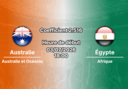 : Pronostic Australie Égypte – AT&T Stadium Arlington, 16e de finale Coupe du Monde 2026, 3 juillet 2026