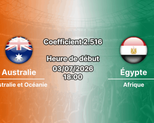 : Pronostic Australie Égypte – AT&T Stadium Arlington, 16e de finale Coupe du Monde 2026, 3 juillet 2026