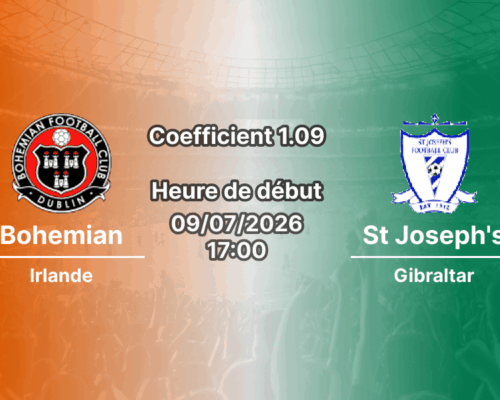 Pronostic Bohemian St Joseph's – Dalymount Park Dublin, Ligue Conférence UEFA Q1, 9 juillet 2026