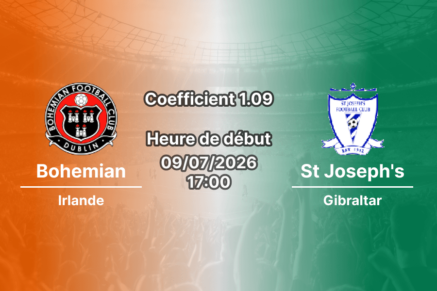 Pronostic Bohemian St Joseph's – Dalymount Park Dublin, Ligue Conférence UEFA Q1, 9 juillet 2026