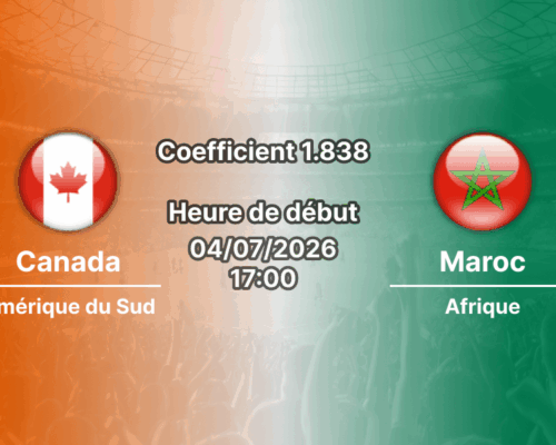 Pronostic Canada Maroc – NRG Stadium Houston, 8e de finale Coupe du Monde 2026, 4 juillet 2026
