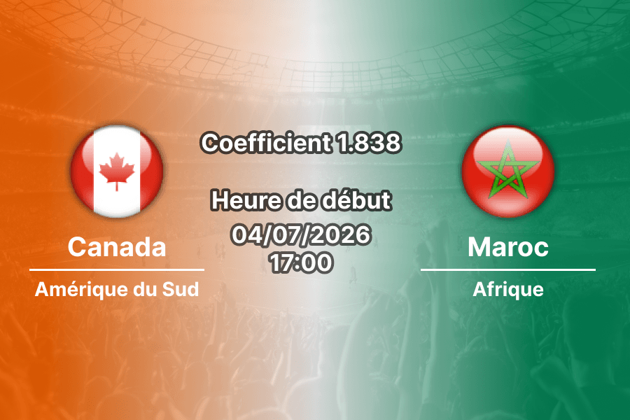 Pronostic Canada Maroc – NRG Stadium Houston, 8e de finale Coupe du Monde 2026, 4 juillet 2026