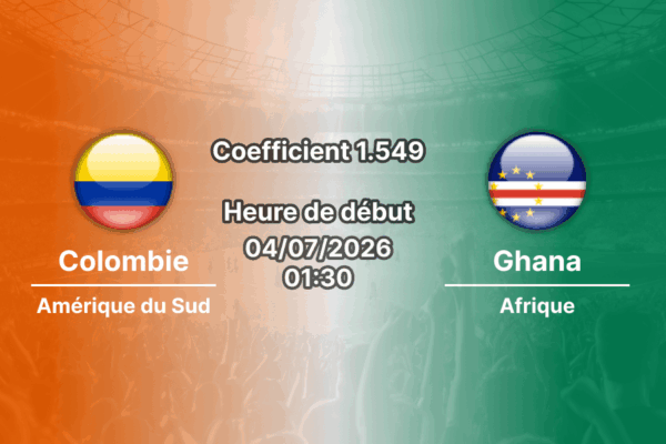 Pronostic Colombie Ghana – Arrowhead Stadium Kansas City, 16e de finale Coupe du Monde 2026, 4 juillet 2026