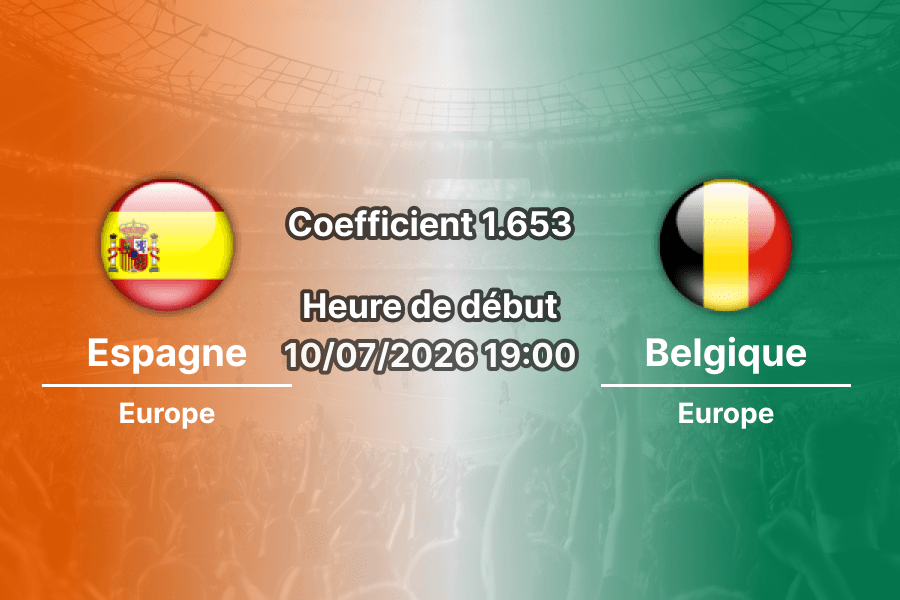 Pronostic Espagne Belgique – SoFi Stadium Inglewood, quart de finale Coupe du Monde 2026, 10 juillet 2026
