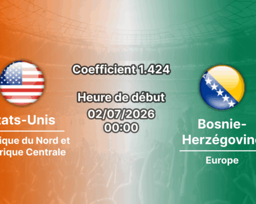 Pronostic États-Unis Bosnie-Herzégovine – Levi's Stadium Santa Clara, 16e de finale Coupe du Monde 2026, 2 juillet 2026