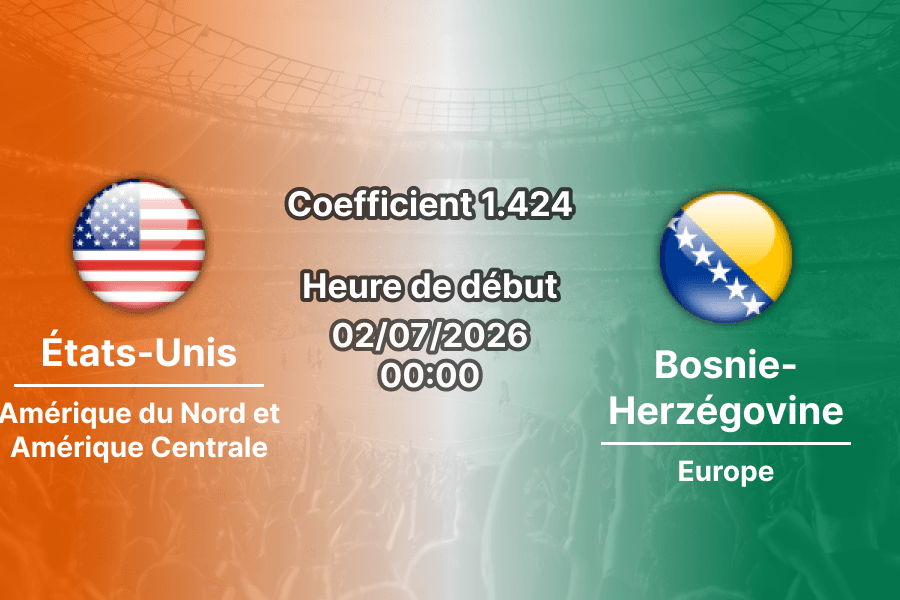 Pronostic États-Unis Bosnie-Herzégovine – Levi's Stadium Santa Clara, 16e de finale Coupe du Monde 2026, 2 juillet 2026