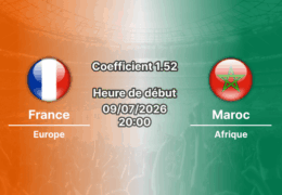 Pronostic France Maroc – Gillette Stadium Foxborough, quart de finale Coupe du Monde 2026, 9 juillet 2026