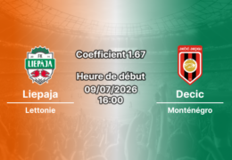 Pronostic Liepaja Decic – Daugavas stadions Liepāja, Ligue Conférence UEFA Q1, 9 juillet 2026