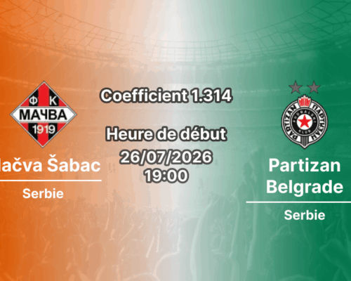Pronostic Mačva Šabac Partizan Belgrade – FK Mačva Stadium Šabac, Mozzart Bet SuperLiga Serbie Journée 3, 26 juillet 2026