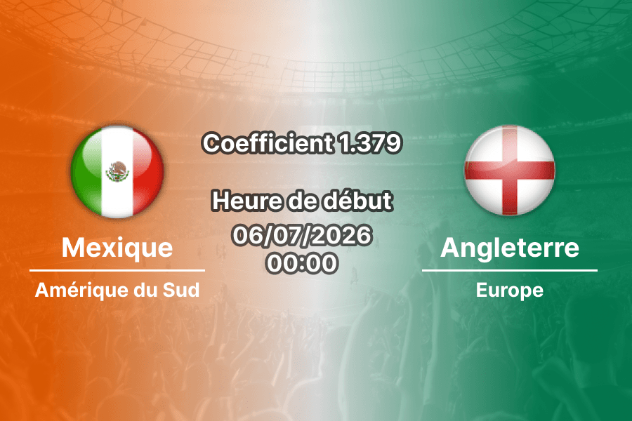 Pronostic Mexique Angleterre – Estadio Azteca Mexico City, 8e de finale Coupe du Monde 2026, 6 juillet 2026