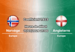 Pronostic Norvège Angleterre – Hard Rock Stadium Miami, quart de finale Coupe du Monde 2026, 11 juillet 2026