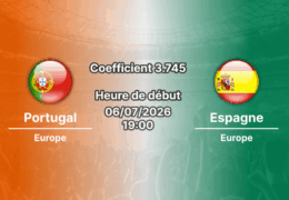Pronostic Portugal Espagne – AT&T Stadium Arlington Dallas, 8e de finale Coupe du Monde 2026, 6 juillet 2026