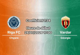 Pronostic Riga FC Vardar – Skonto stadions, Conference League 2026-27, 28 juillet 2026