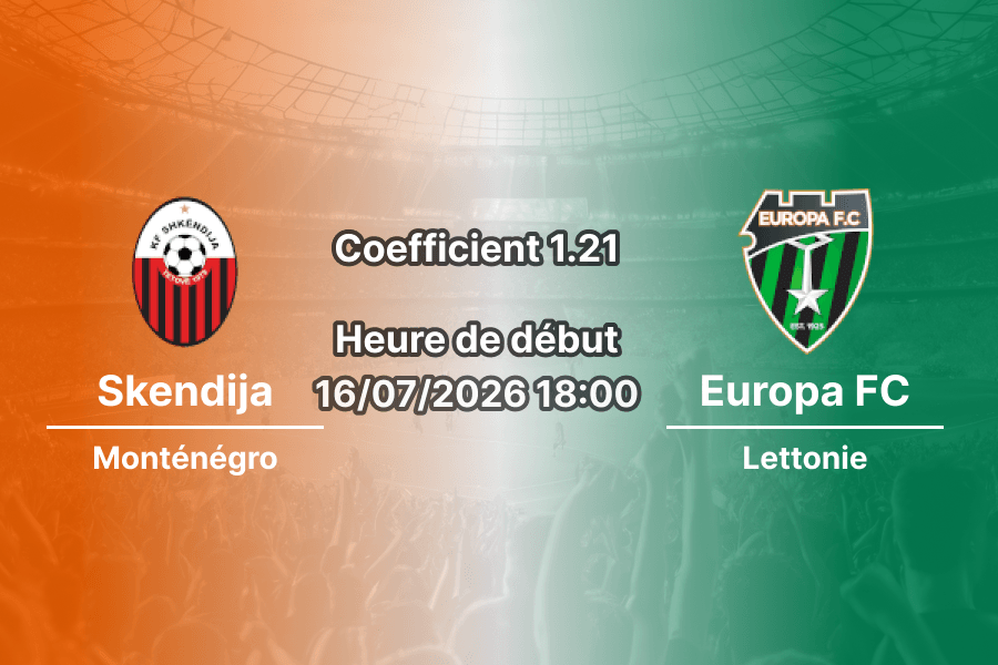 Pronostic Skendija Europa FC – Telekom Arena Skopje, Ligue Conférence UEFA 1er tour qualif retour 16 juillet 2026