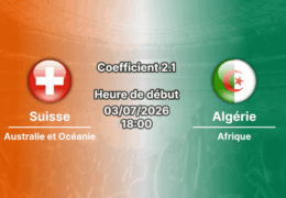 Pronostic Suisse Algérie – BC Place Vancouver, 16e de finale Coupe du Monde 2026, 3 juillet 2026