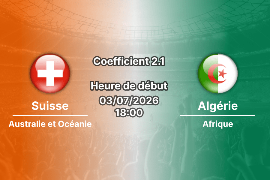 Pronostic Suisse Algérie – BC Place Vancouver, 16e de finale Coupe du Monde 2026, 3 juillet 2026