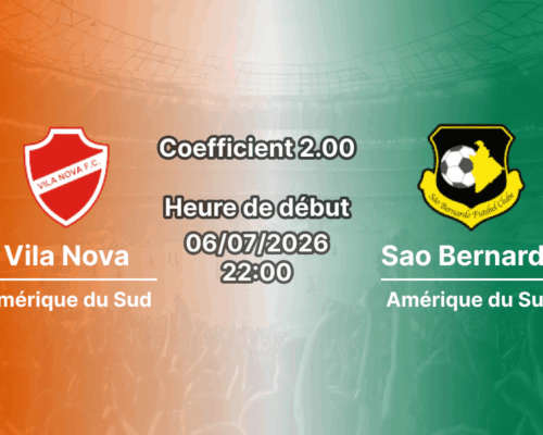 Pronostic Vila Nova Sao Bernardo – Estadio Onésio Brasileiro Alvarenga Goiânia, Campeonato Brasileiro Série B, 6 juillet 2026