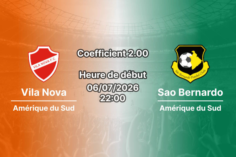 Pronostic Vila Nova Sao Bernardo – Estadio Onésio Brasileiro Alvarenga Goiânia, Campeonato Brasileiro Série B, 6 juillet 2026