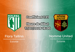 Pronostic Flora Nomme United – A. Le Coq Arena Tallinn, Meistriliiga Tour 20, 17 juillet 2026
