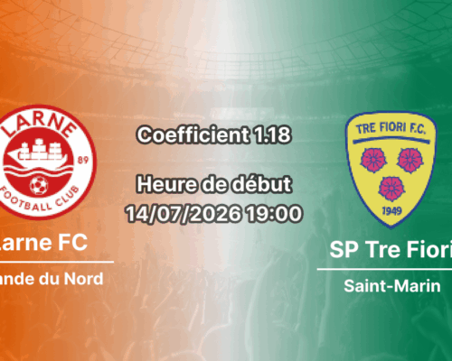 Pronostic Larne Tre Fiori – Inver Park Larne Irlande du Nord, Ligue des champions UEFA 2026-27, 14 juillet 2026