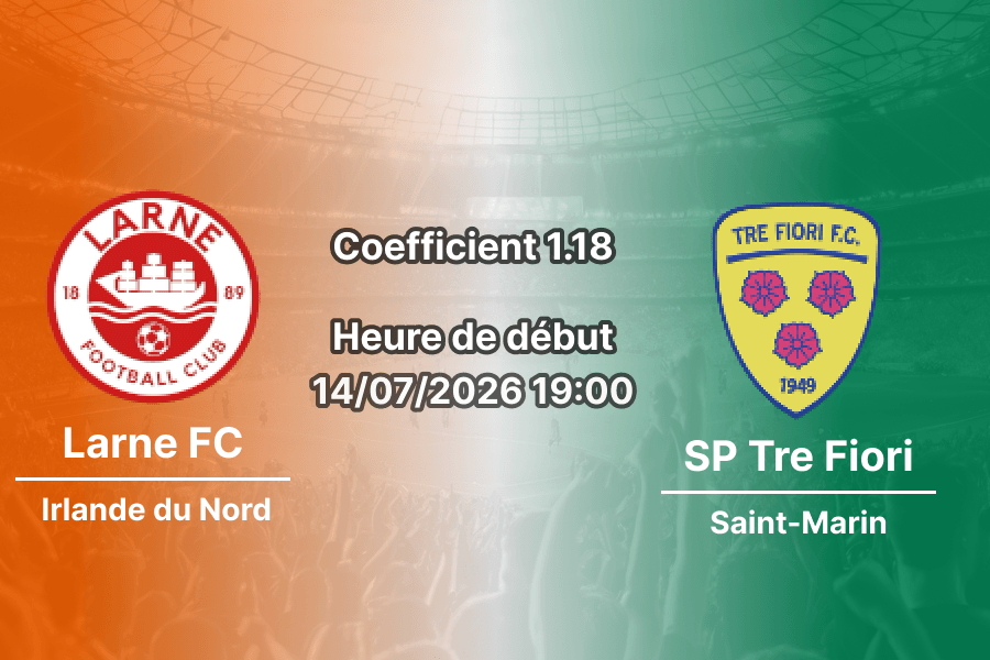 Pronostic Larne Tre Fiori – Inver Park Larne Irlande du Nord, Ligue des champions UEFA 2026-27, 14 juillet 2026