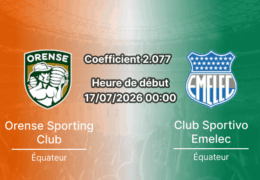 Pronostic Orense Emelec – Estadio 9 de Mayo Machala, LigaPro Serie A Ecuador Tour 19, 17 juillet 2026