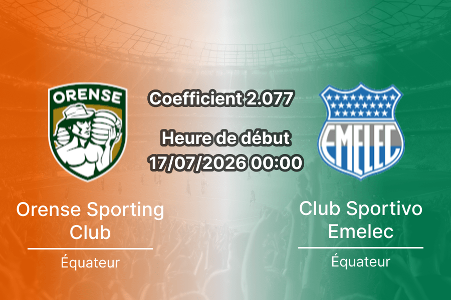 Pronostic Orense Emelec – Estadio 9 de Mayo Machala, LigaPro Serie A Ecuador Tour 19, 17 juillet 2026