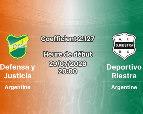 Pronostic Defensa y Justicia Deportivo Riestra – Estadio Norberto Tomaghello, Clausura 2026, 29 juillet